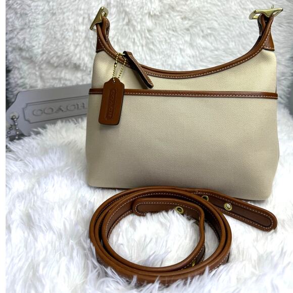 Vintage COACH y2k 2002 9123 Legacy Khaki Leather Canvas Crossbody Shoulder Bag - Picture 1 of 12